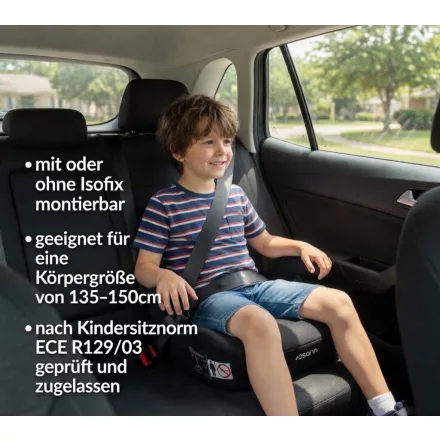 Osann Boost gyerek Booster Seat – Certified Car Seat  Washable Cover (135–150 cm) – fekete Méret: N