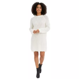   Cozy női kötött ruha  dísz ujj, szatén Bow, és flitter - Mini ruha 926762 fehér Méret: 44_46