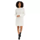 Cozy női kötött ruha  dísz ujj, szatén Bow, és flitter - Mini ruha 926762 fehér Méret: 48_50