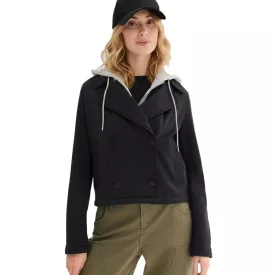   Extravagant női transitional dzseki kabát Kabát  detachable kapucni insert 969863 fekete/szürke Méret: 44
