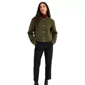   könnyű-care női gyapjú-look blouson dzseki kabát Kabát  dekoratív buttons, plus sizes, 973668 zöld Méret: 54