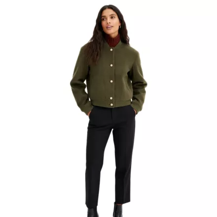 könnyű-care női gyapjú-look blouson dzseki kabát Kabát  dekoratív buttons, plus sizes, 973668 zöld Méret: 54