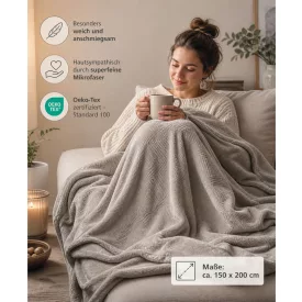   Cozy takaró – Oeko-Tex Certified (Standard 100) Microfiber Throw, approx. 150x200 cm – sötét szürke, kék, piros, vagy világos szürke Méret: N