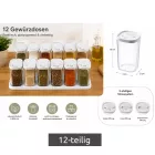 12-darab műanyag Spice Shaker szett  Lids és 2 Racks – 250 ml Spice Containers for Spices, Herbs, Pepper, és Salt – átlátszó/fehér Méret: N