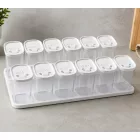 12-darab műanyag Spice Shaker szett  Lids és 2 Racks – 250 ml Spice Containers for Spices, Herbs, Pepper, és Salt – átlátszó/fehér Méret: N
