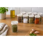 12-darab műanyag Spice Shaker szett  Lids és 2 Racks – 250 ml Spice Containers for Spices, Herbs, Pepper, és Salt – átlátszó/fehér Méret: N