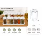 12-darab műanyag Spice Shaker szett  Lids és 2 Racks – 250 ml Spice Containers for Spices, Herbs, Pepper, és Salt – átlátszó/fehér Méret: N