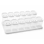 12-darab műanyag Spice Shaker szett  Lids és 2 Racks – 250 ml Spice Containers for Spices, Herbs, Pepper, és Salt – átlátszó/fehér Méret: N