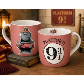  Harry Potter bögre – "Roxfort Express" vagy "vissza to Roxfort" – 300 ml porcelán Cup  szív-alakú fogantyú (rózsaszín vagy szürke) Méret: N