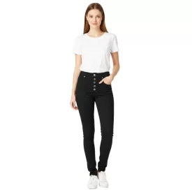   női sztreccs szövet nadrág  Buttons – Skinny Look pamut Nadrág 946144 fekete Méret: 32