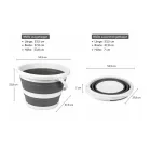 Collapsible 10-Liter Bucket, Space-Saving Household Bucket  Wide fogantyú, 9941077, fehér/szürke Méret: N