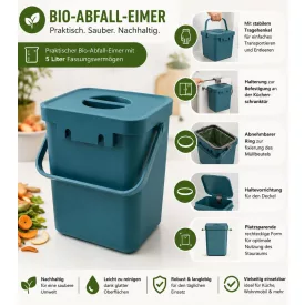   5-Liter Organic Waste Bin  Carry fogantyú – Household Trash Can (szürke, kék, vagy kék/szürke) Méret: N