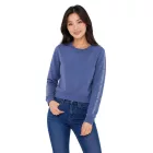 bruno banani női kerek nyakú Pulóver  márka Logo Detail on újj – pamut pulóver, hosszú-újj Top – kék Méret: M