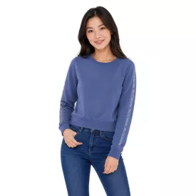  bruno banani női kerek nyakú Pulóver  márka Logo Detail on újj – pamut pulóver, hosszú-újj Top – kék Méret: M