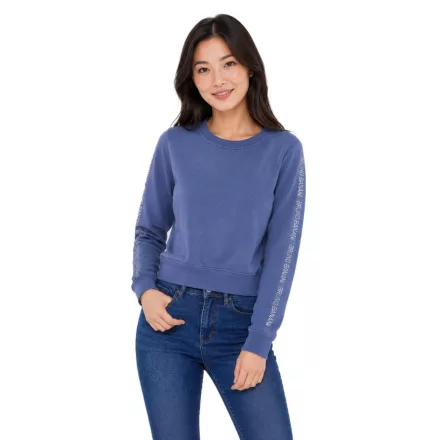 bruno banani női kerek nyakú Pulóver  márka Logo Detail on újj – pamut pulóver, hosszú-újj Top – kék Méret: M