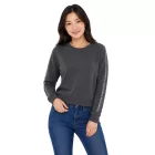 bruno banani női kerek nyakú Pulóver  márka Logo Detail on újj – pamut pulóver, hosszú-újj Top – Anthracite Méret: M