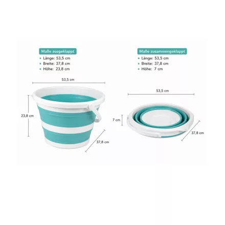 Collapsible Bucket (10 liter) – Space-Saving Household Bucket  Wide fogantyú (fehér/kék vagy fehér/szürke) Méret: N