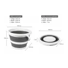 Collapsible Bucket (10 liter) – Space-Saving Household Bucket  Wide fogantyú (fehér/kék vagy fehér/szürke) Méret: N