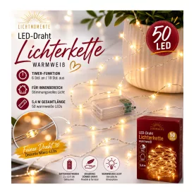   LICHTMOMENTE vízálló LED drót füzér lámpa, 50 meleg fehér LED, 5,4 méter, 9844149