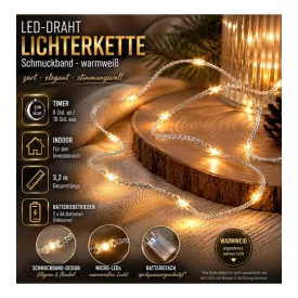   LICHTMOMENTE LED fényfüzér dekoratív szalaggal, 3,2 méter, 20 meleg fehér mikro LED, ezüst, 9844144
