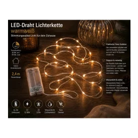   LICHTMOMENTE LED fényfüzér, 2,4 méter, 20 meleg fehér mikro LED, ezüst, 9843441