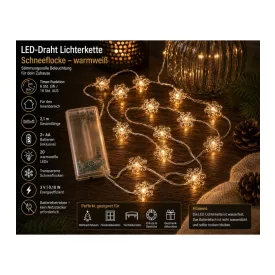   LICHTMOMENTE LED fényfüzér hópehely motívummal, 2,1 méter, 20 meleg fehér mikro LED, ezüst, 9844442