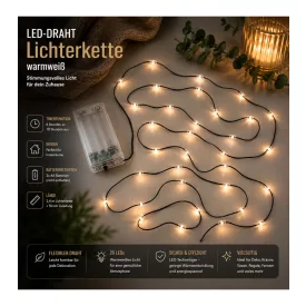   LICHTMOMENTE LED fényfüzér, 2,4 méter, meleg fehér mikró-LED, zöld, 9844845