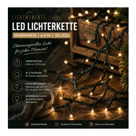  LICHTMOMENTE LED fényfüzér, 6,4 méter, meleg fehér mikró-LED, sötétzöld, 7668209