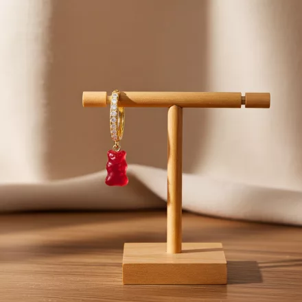 Thomas Sabo CR726-414-10 arany FÉL PÁR karika fülbevaló ékszer w. piros Goldbears /kac 1 napos szállítás