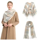 Miss Lulu London S6433 - akril Mode női Langer sál Gitternetz Quaste Winter Warm Überdimensionaler sál - bézs /kac 1 napos szállítás