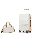 Miss Lulu London K1871-1L+EA2321 - Kono ABS 20 Zoll Geformtes horizontales Design 2-darabos bőrönd szett Kabinentasche Creme /kac