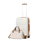 Miss Lulu London K1871-1L+EA2321 - Kono ABS 20 Zoll Geformtes horizontales Design 2-darabos bőrönd szett Kabinentasche Creme /kac