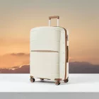 Miss Lulu London KSK2591 - Kono 28-Zoll-PP-Modern-karcolásálló bőrönd  TSA-zár - Creme és barna /kac 1 napos szállítás