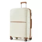 Miss Lulu London KSK2591 - Kono 28-Zoll-PP-Modern-karcolásálló bőrönd  TSA-zár - Creme és barna /kac 1 napos szállítás
