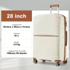 Miss Lulu London KSK2591 - Kono 28-Zoll-PP-Modern-karcolásálló bőrönd  TSA-zár - Creme és barna /kac 1 napos szállítás