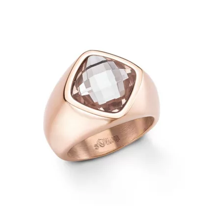 s.Oliver ékszer Női gyűrű nemesacél IP rosegold cirkónia SO999 58 (18.4 mm Ø)
