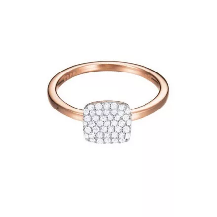Esprit Női gyűrű ezüst rosegold cirkónia Glam szögletes ESRG92811C1 53 (16.8 mm Ø)