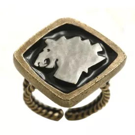 Konplott gyűrű Zodiac Leo/Löwe fekete antique réz