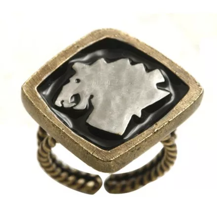 Konplott gyűrű Zodiac Leo/Löwe fekete antique réz