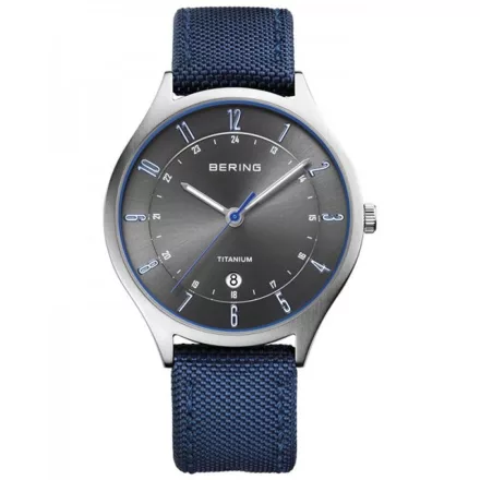Bering férfi óra karóra Titan Ultra vékony - 11739-873 Textil