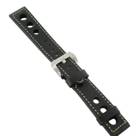   Ingersoll Ersatzband Óra Karóra bőr fekete Naht zöld lyuk Dornschl. 22 mm