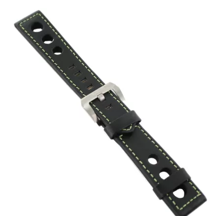 Ingersoll Ersatzband Óra Karóra bőr fekete Naht zöld lyuk Dornschl. 22 mm