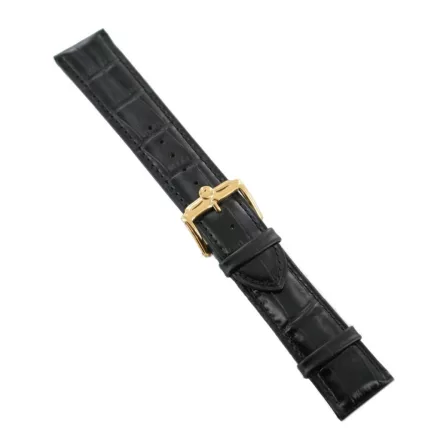 Ingersoll Ersatzband Óra Karóra bőr fekete g. Kroko dornkapcsoló arany 22 mm