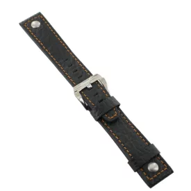   Ingersoll Ersatzband Óra Karóra bőr fekete Niete dornkapcsoló Si 22 mm