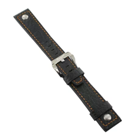 Ingersoll Ersatzband Óra Karóra bőr fekete Niete dornkapcsoló Si 22 mm