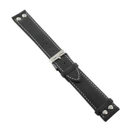 Ingersoll Ersatzband Óra Karóra bőr fekete Naht Nieten dornkapcsoló Si 22 mm