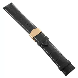   Ingersoll Ersatzband Óra Karóra bőr fekete Kroko Naht ws Faltschl. rosegold 22 mm