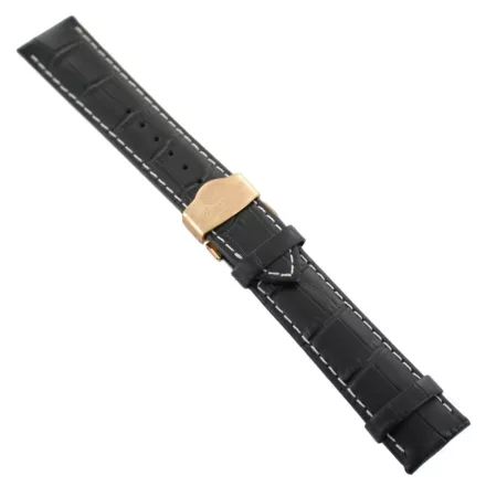 Ingersoll Ersatzband Óra Karóra bőr fekete Kroko Naht ws Faltschl. rosegold 22 mm