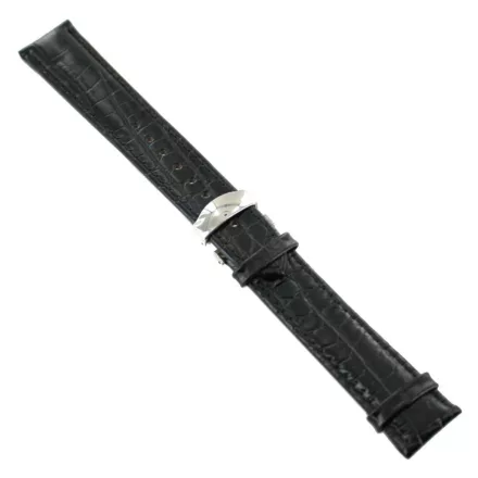 Ingersoll Ersatzband Óra Karóra bőr fekete g. Kroko Összecsukható csat Si 20 mm