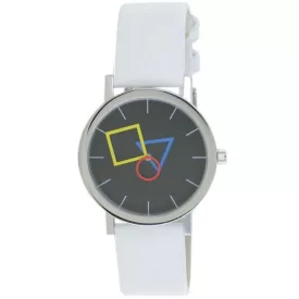   Aristo Bauhaus Unisex férfi női óra nemesacél 4D86IW bőr fehér